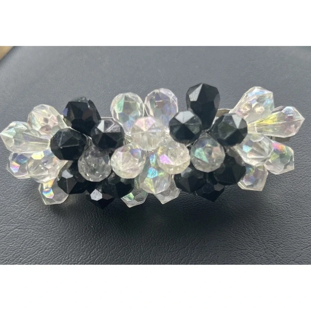 Lot Of 4 Vintage Hair Clips Steampunk Cherub, Wooden Beads, Crystal, Black. READ